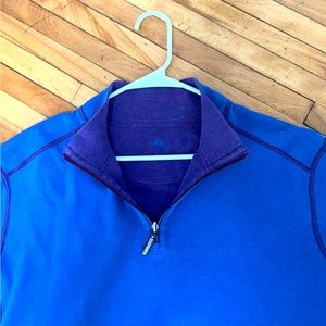 Tommy Bahama Reversible Blue/Purple Quarter Zip Sweater